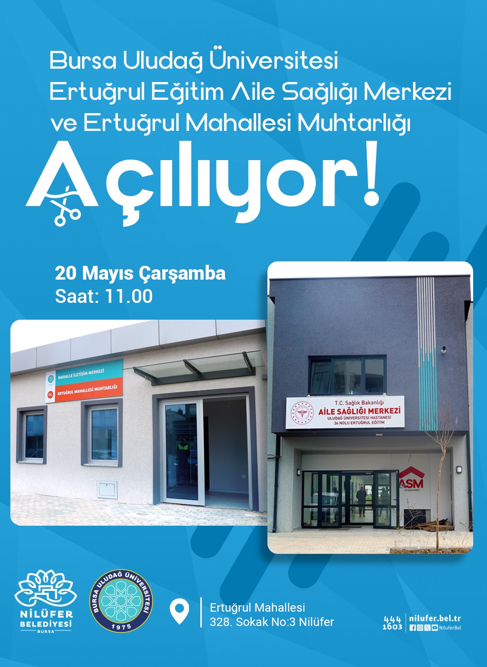 Bursa Uludağ Üniversitesi Ertuğrul Eğitim Aile Sağlığı Merkezi ve Ertuğrul Mahallesi Muhtarlığı Açılışı